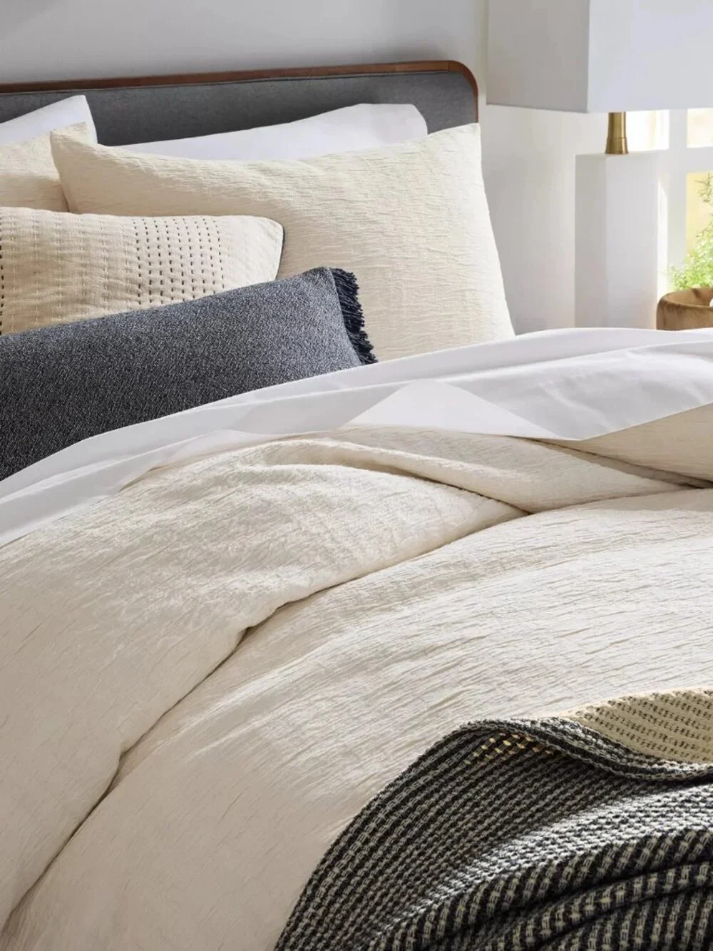 Oake Layered Horizons 3 Pc  Full / Queen Natural Cotton Duvet Set - MSRP $250